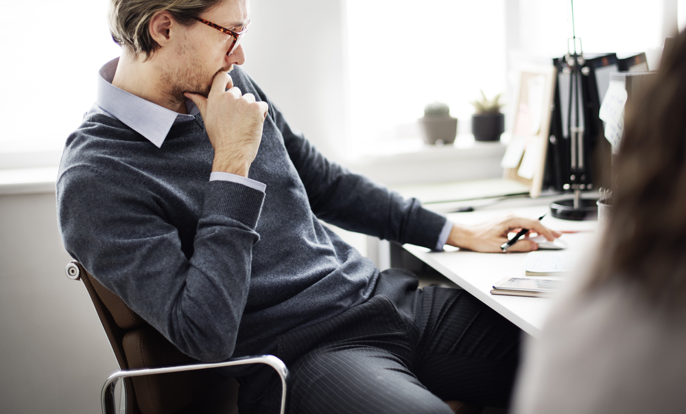 Businessman thinking strategy working concept