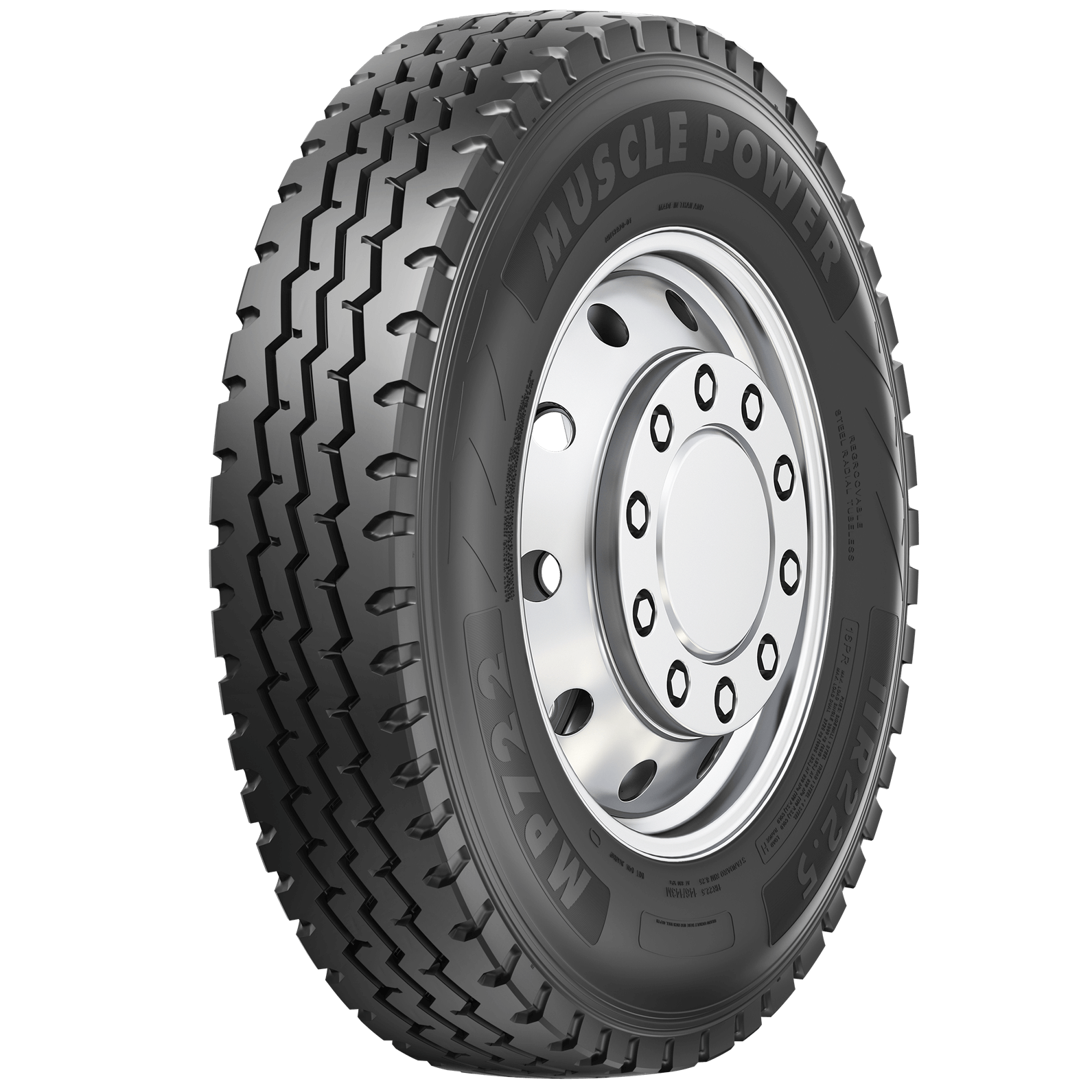 MP722 zig-zag regional all-position tire angled side view