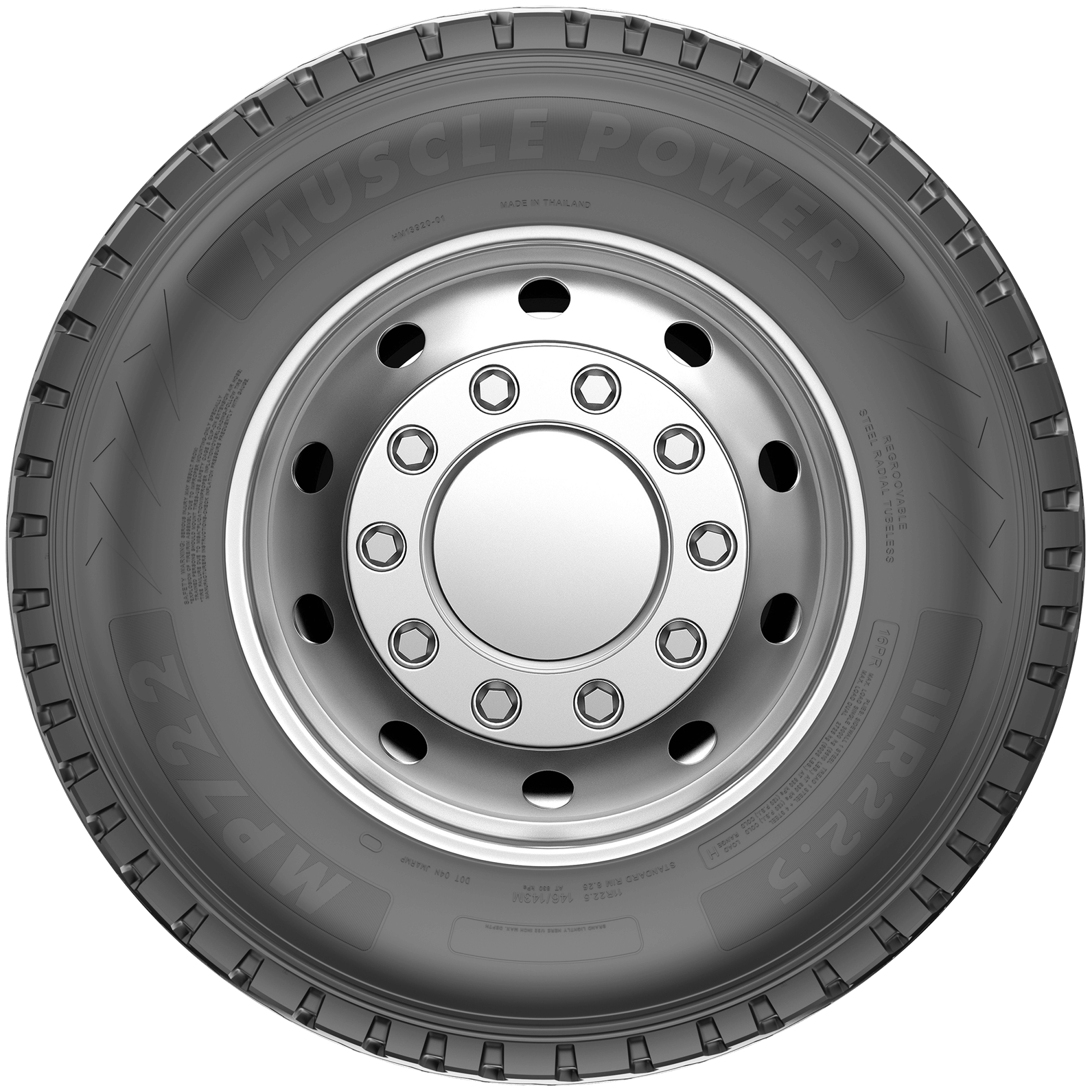 MP722 zig-zag regional all-position tire side product view