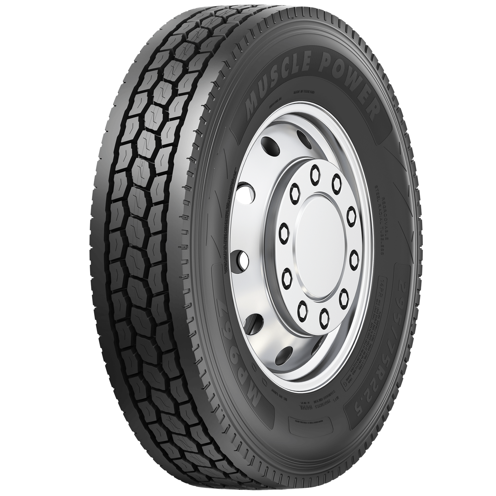 MP967 closed shoulder drive tire angle view