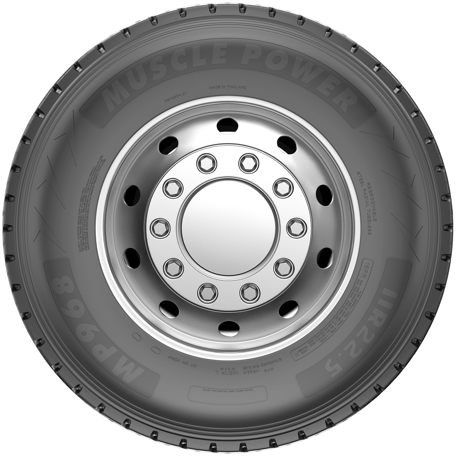 MP968 open shoulder drive tire tread view