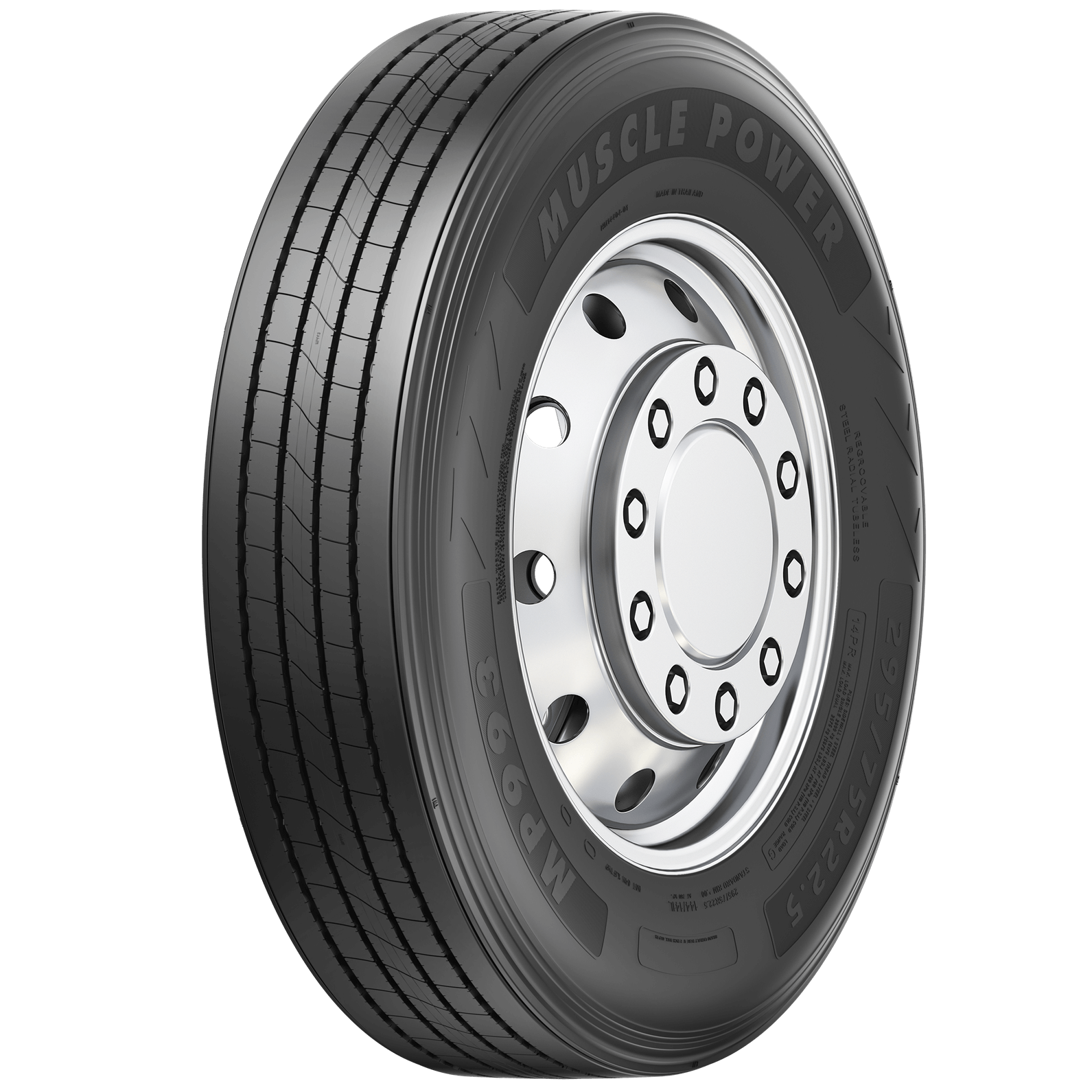 MP993 commercial truck trailer tire angled side view